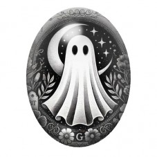 Cabochon en Verre Illustré Fantôme Halloween 13x18, 18x25 ou 30x40mm  pour la Création de Bijoux Fantaisie - DIY