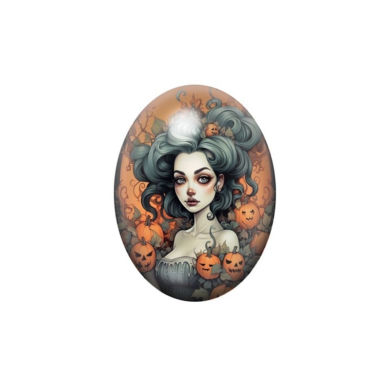 Cabochon en Verre Illustré Halloween 13x18, 18x25 ou 30x40mm