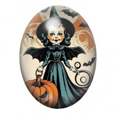 Cabochon en Verre Illustré Sorcière Halloween 13x18, 18x25 ou 30x40mm  pour la Création de Bijoux Fantaisie - DIY