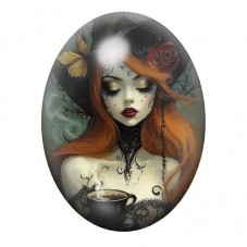 Cabochon en Verre Illustré Sorcière Halloween 13x18, 18x25 ou 30x40mm  pour la Création de Bijoux Fantaisie - DIY