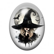 Cabochon en Verre Illustré Sorcière Mystérieuse sous un Chapeau Noir 13x18, 18x25 ou 30x40mm pour la création de bijoux fantaisi