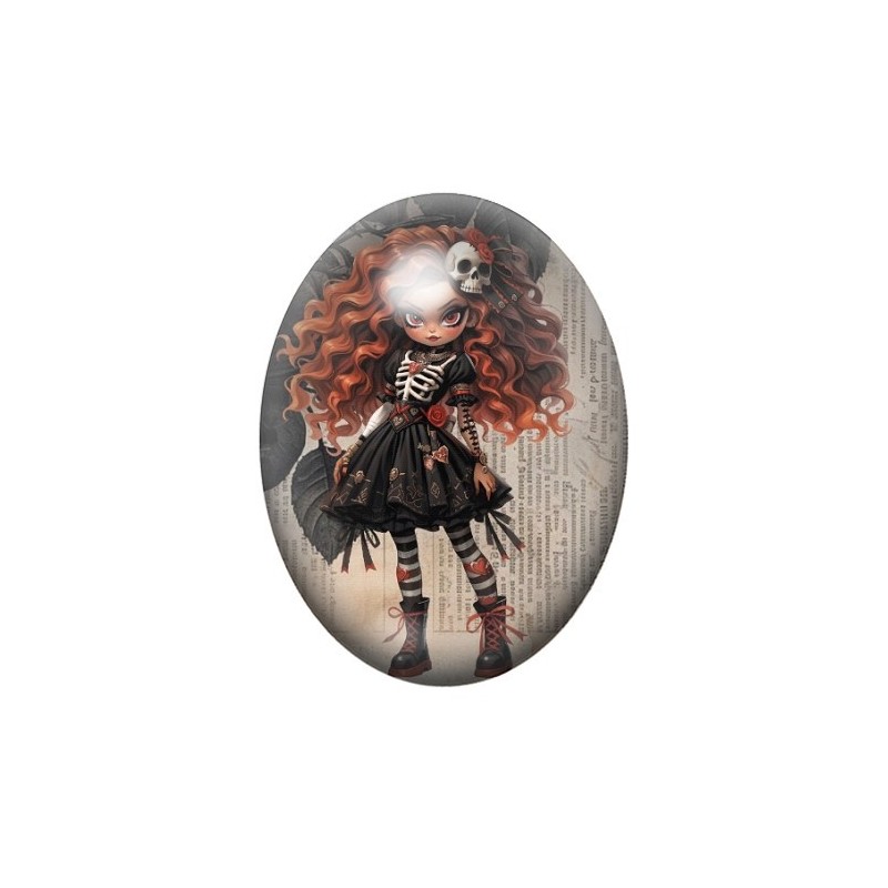 Cabochon en Verre Illustré Sorcière Halloween 13x18, 18x25 ou 30x40mm