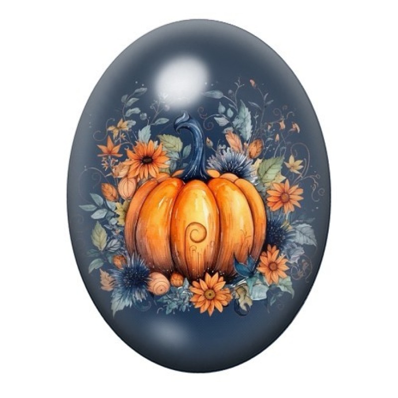 Cabochon en Verre Illustré Citrouilles Halloween 13x18, 18x25 ou 30x40mm
