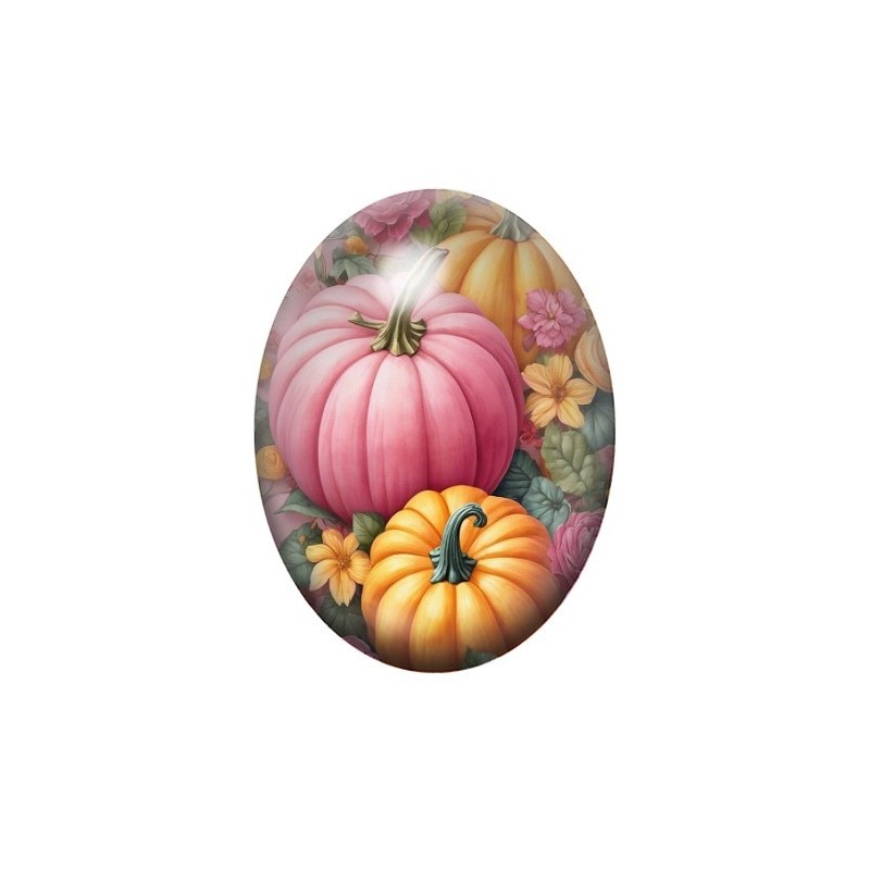 Cabochon en Verre Illustré Citrouilles Halloween 13x18, 18x25 ou 30x40mm