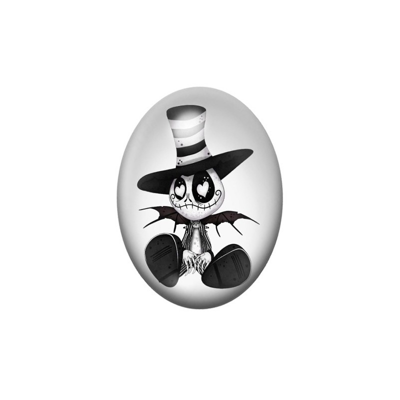 Cabochon en Verre Illustré Jack Halloween 13x18, 18x25 ou 30x40mm