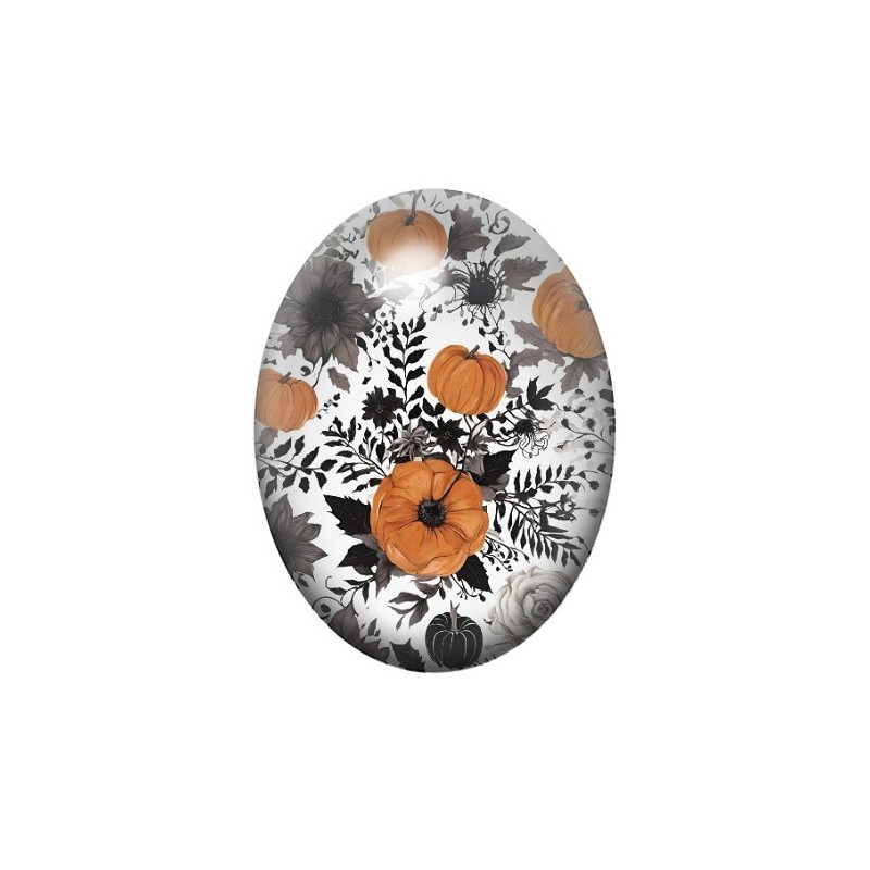 Cabochon en Verre Illustré Citrouilles Halloween 13x18, 18x25 ou 30x40mm