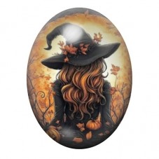 Cabochon en Verre Illustré Sorcière Halloween 13x18, 18x25 ou 30x40mm  pour la Création de Bijoux Fantaisie - DIY
