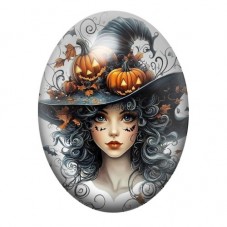 Cabochon en Verre Illustré Sorcière Halloween 13x18, 18x25 ou 30x40mm  pour la Création de Bijoux Fantaisie - DIY