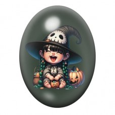 Cabochon en Verre Illustré Sorcière Halloween 13x18, 18x25 ou 30x40mm  pour la Création de Bijoux Fantaisie - DIY