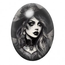 Cabochon en Verre Illustré Sorcière Halloween 13x18, 18x25 ou 30x40mm  pour la Création de Bijoux Fantaisie - DIY