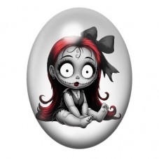 Cabochon en Verre Illustré Sally Halloween 13x18, 18x25 ou 30x40mm  pour la Création de Bijoux Fantaisie - DIY