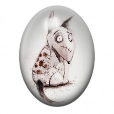 Cabochon en Verre Illustré Frankenweenie Halloween 13x18, 18x25 ou 30x40mm  pour la Création de Bijoux Fantaisie - DIY