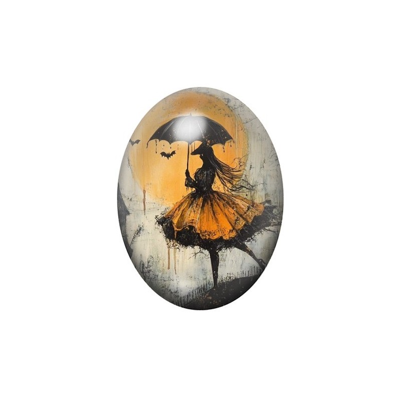 Cabochon en Verre Illustré Halloween 13x18, 18x25 ou 30x40mm