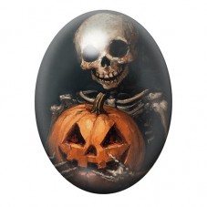 Cabochon en Verre Illustré Squelette Citrouille Halloween 13x18, 18x25 ou 30x40mm  pour la Création de Bijoux Fantaisie - DIY