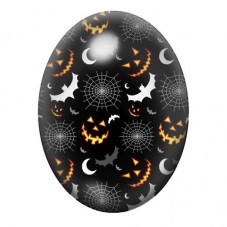 Cabochon en Verre Illustré Motif Halloween aux Citrouilles et Toiles d’Araignée 13x18, 18x25 ou 30x40mm pour la création de bijo