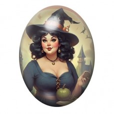 Cabochon en Verre Illustré Sorcière Halloween 13x18, 18x25 ou 30x40mm  pour la Création de Bijoux Fantaisie - DIY