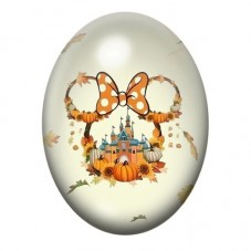 Cabochon en Verre Illustré Minnie Halloween 13x18, 18x25 ou 30x40mm  pour la Création de Bijoux Fantaisie - DIY