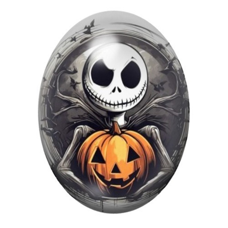 Cabochon en Verre Illustré Jack Citrouille Halloween 13x18, 18x25 ou 30x40mm