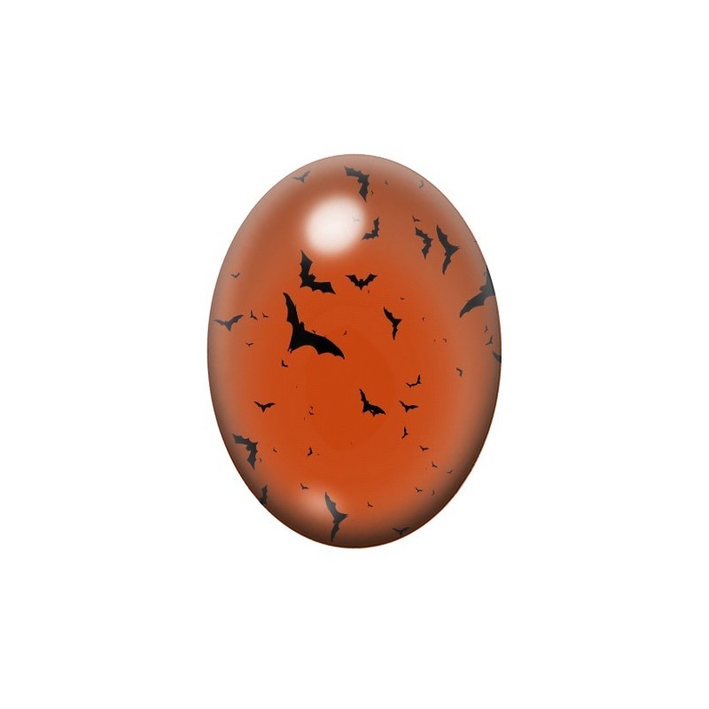 Cabochon en Verre Illustré Chauves-Souris Halloween 13x18, 18x25 ou 30x40mm