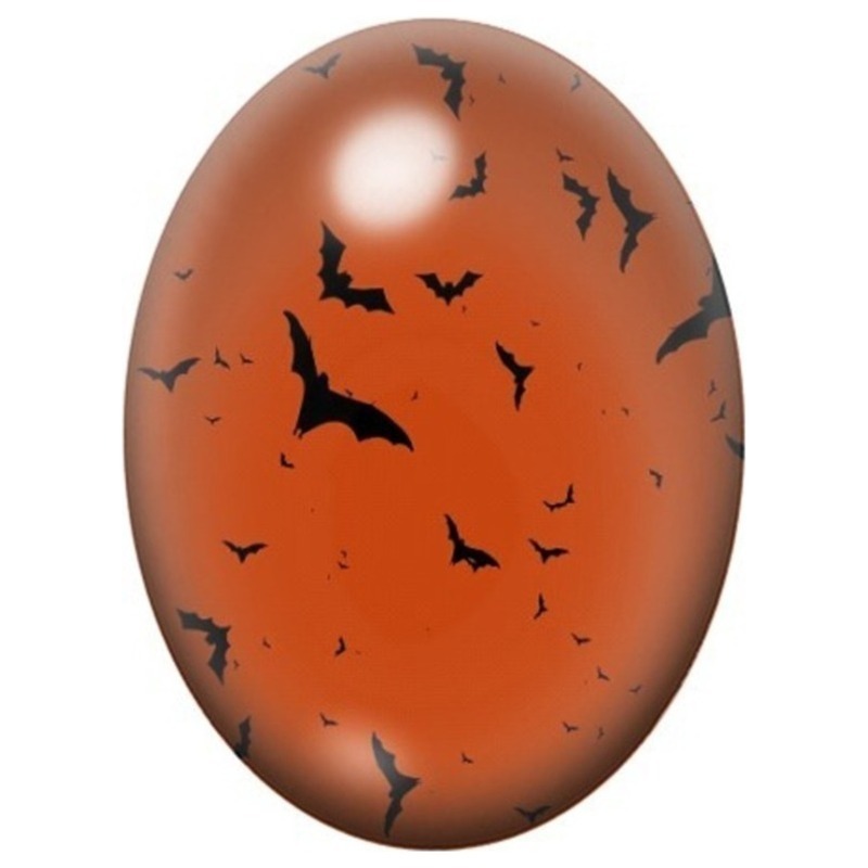 Cabochon en Verre Illustré Vol de Chauves-Souris sur Fond Orange 13x18, 18x25 ou 30x40mm