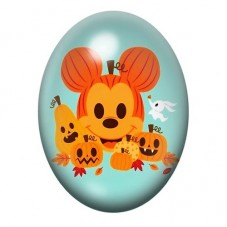 Cabochon en Verre Illustré Mickey Citrouille Kawaii et Petits Fantômes 13x18, 18x25 ou 30x40mm pour la création de bijoux fantai