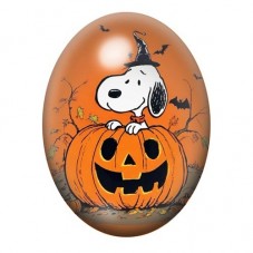 Cabochon en Verre Illustré Snoopy sur une Citrouille au Chapeau de Sorcière 13x18, 18x25 ou 30x40mm pour la création de bijoux f