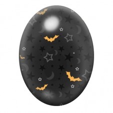 Cabochon en Verre Illustré Motif de Chauves-Souris et Étoiles sur Fond Noir 13x18, 18x25 ou 30x40mm pour la création de bijoux f