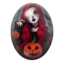 Cabochon en Verre Illustré Femme Gothique Halloween 13x18, 18x25 ou 30x40mm  pour la Création de Bijoux Fantaisie - DIY