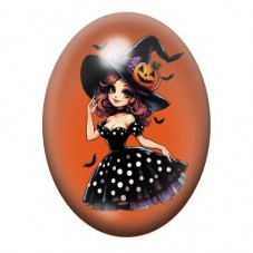 Cabochon en Verre Illustré Pin-Up Halloween 13x18, 18x25 ou 30x40mm  pour la Création de Bijoux Fantaisie - DIY