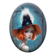 Cabochon en Verre Illustré Sorcière Halloween 13x18, 18x25 ou 30x40mm  pour la Création de Bijoux Fantaisie - DIY