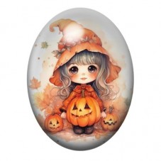 Cabochon en Verre Illustré Sorcière Citrouille Halloween 13x18, 18x25 ou 30x40mm  pour la Création de Bijoux Fantaisie - DIY