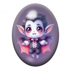 Cabochon en Verre Illustré Petit Vampire Kawaii aux Ailes Violettes 13x18, 18x25 ou 30x40mm pour la création de bijoux fantaisie