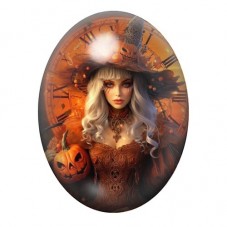 Cabochon en Verre Illustré Sorcière Halloween 13x18, 18x25 ou 30x40mm  pour la Création de Bijoux Fantaisie - DIY