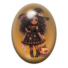 Cabochon en Verre Illustré Sorcière Halloween 13x18, 18x25 ou 30x40mm  pour la Création de Bijoux Fantaisie - DIY