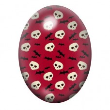 Cabochon en Verre Illustré Motif Crânes et Chauves-Souris Rose 13x18, 18x25 ou 30x40mm pour la création de bijoux fantaisie - DI