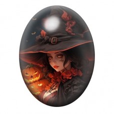 Cabochon en Verre Illustré Sorcière Halloween 13x18, 18x25 ou 30x40mm  pour la Création de Bijoux Fantaisie - DIY