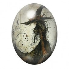 Cabochon en Verre Illustré Sorcière Halloween 13x18, 18x25 ou 30x40mm  pour la Création de Bijoux Fantaisie - DIY