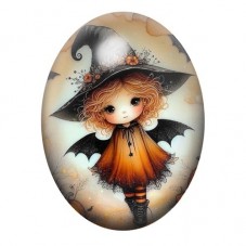 Cabochon en Verre Illustré Sorcière Halloween 13x18, 18x25 ou 30x40mm  pour la Création de Bijoux Fantaisie - DIY