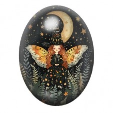 Cabochon en Verre Illustré Sorcière Halloween 13x18, 18x25 ou 30x40mm  pour la Création de Bijoux Fantaisie - DIY