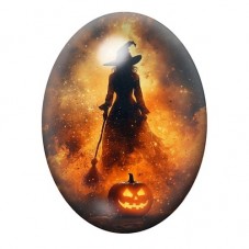 Cabochon en Verre Illustré Sorcière Halloween 13x18, 18x25 ou 30x40mm  pour la Création de Bijoux Fantaisie - DIY
