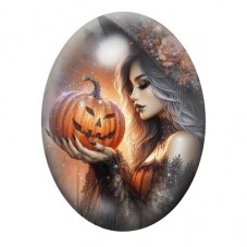 Cabochon en Verre Illustré Sorcière Halloween 13x18, 18x25 ou 30x40mm  pour la Création de Bijoux Fantaisie - DIY
