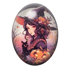 Cabochon en Verre Illustré Sorcière Halloween 13x18, 18x25 ou 30x40mm  pour la Création de Bijoux Fantaisie - DIY