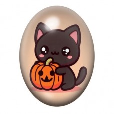 Cabochon en Verre Illustré Chat Citrouille Halloween 13x18, 18x25 ou 30x40mm  pour la Création de Bijoux Fantaisie - DIY