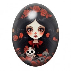 Cabochon en Verre Illustré Petite Fille Halloween 13x18, 18x25 ou 30x40mm  pour la Création de Bijoux Fantaisie - DIY