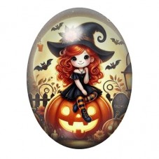 Cabochon en Verre Illustré Sorcière Halloween 13x18, 18x25 ou 30x40mm  pour la Création de Bijoux Fantaisie - DIY