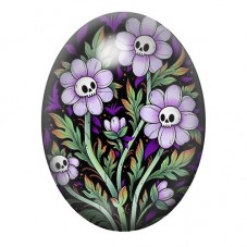 Cabochon en Verre Illustré Fleurs Crânes Halloween 13x18, 18x25 ou 30x40mm  pour la Création de Bijoux Fantaisie - DIY