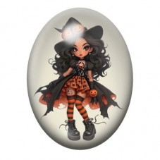 Cabochon en Verre Illustré Sorcière Halloween 13x18, 18x25 ou 30x40mm  pour la Création de Bijoux Fantaisie - DIY