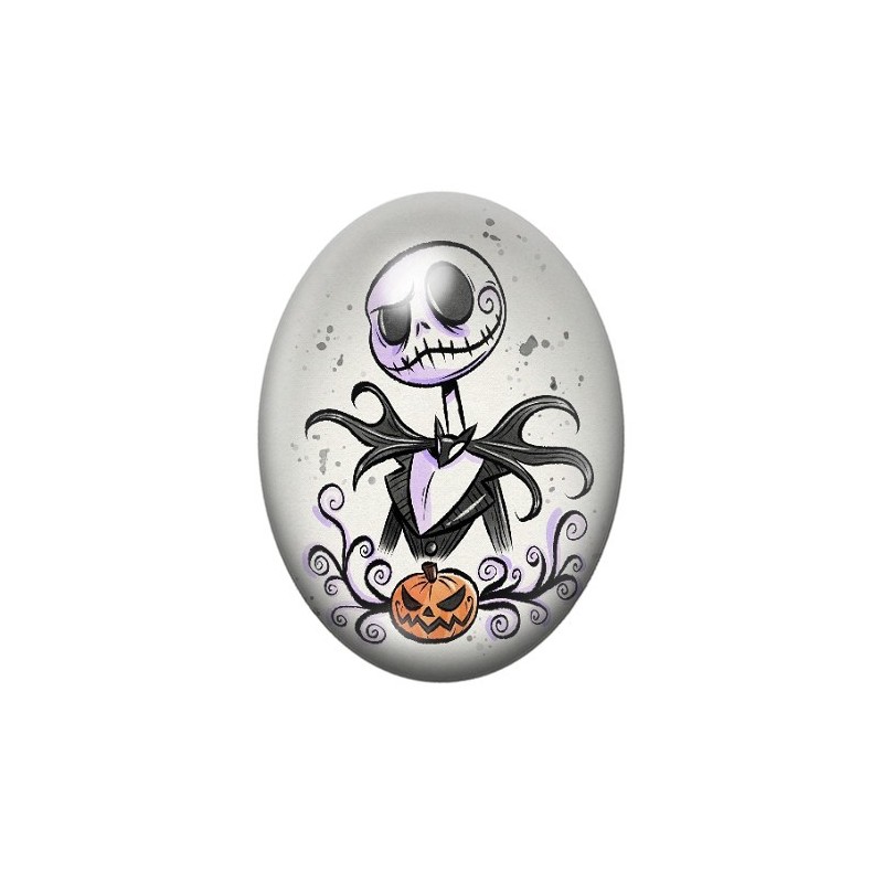 Cabochon en Verre Illustré Jack Halloween 13x18, 18x25 ou 30x40mm