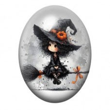 Cabochon en Verre Illustré Sorcière Halloween 13x18, 18x25 ou 30x40mm  pour la Création de Bijoux Fantaisie - DIY
