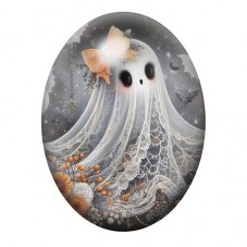 Cabochon en Verre Illustré Fantôme Halloween 13x18, 18x25 ou 30x40mm  pour la Création de Bijoux Fantaisie - DIY